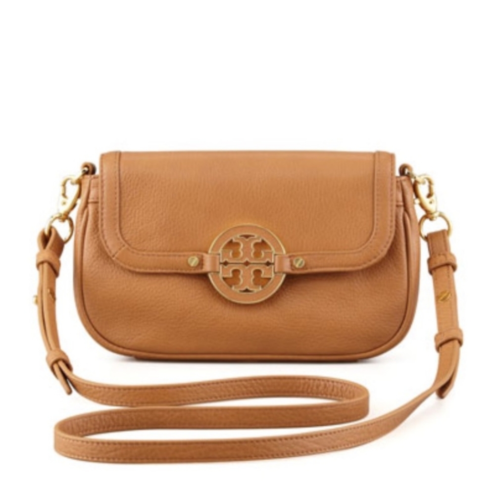 TORY BURCH Amanda Leather Mini Crossbody Bag Tan